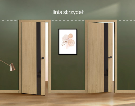 Linia skrzydeł od strony licowej jest na tym samym  poziomie